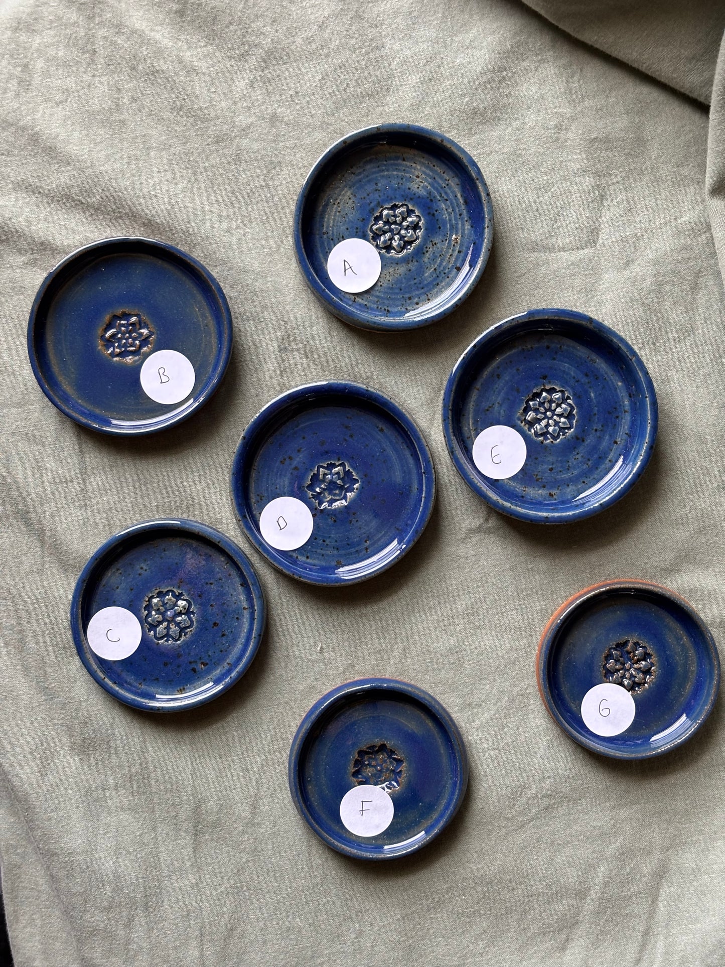 Small Ring/Thing/Tea Bag Dishes - Snowflake Blue