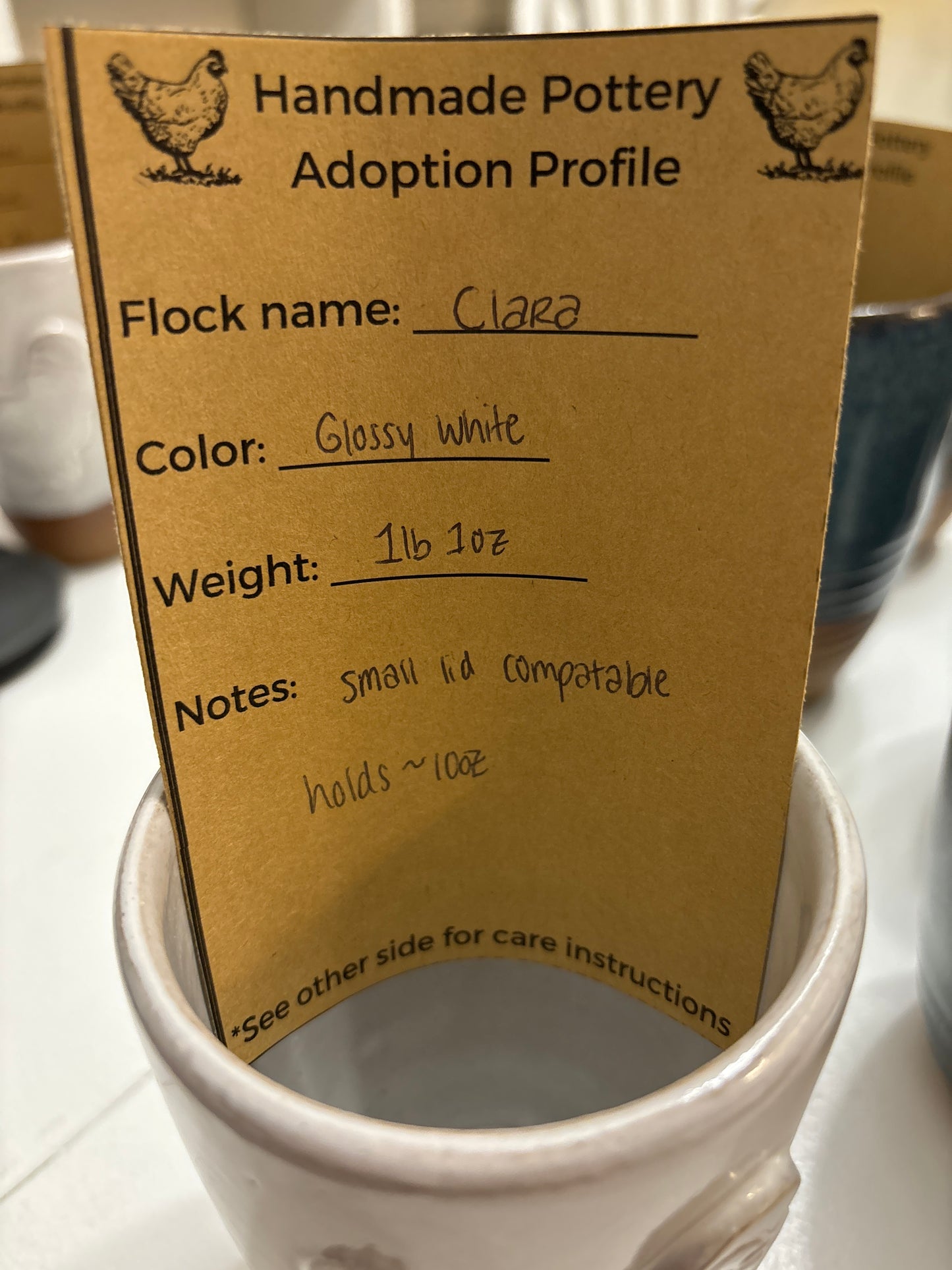 “Clara” Glossy White Chicken Tumbler