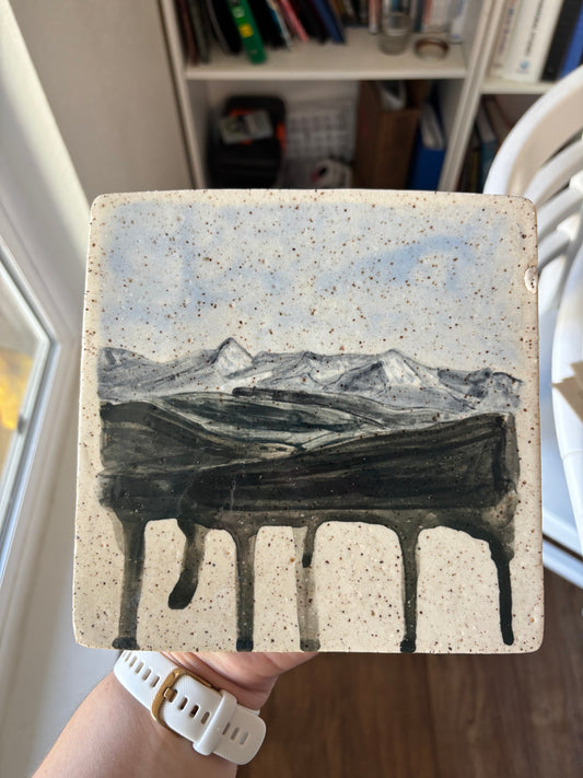 Watercolor-Style Mountains Hot Plate/ Pot Holder