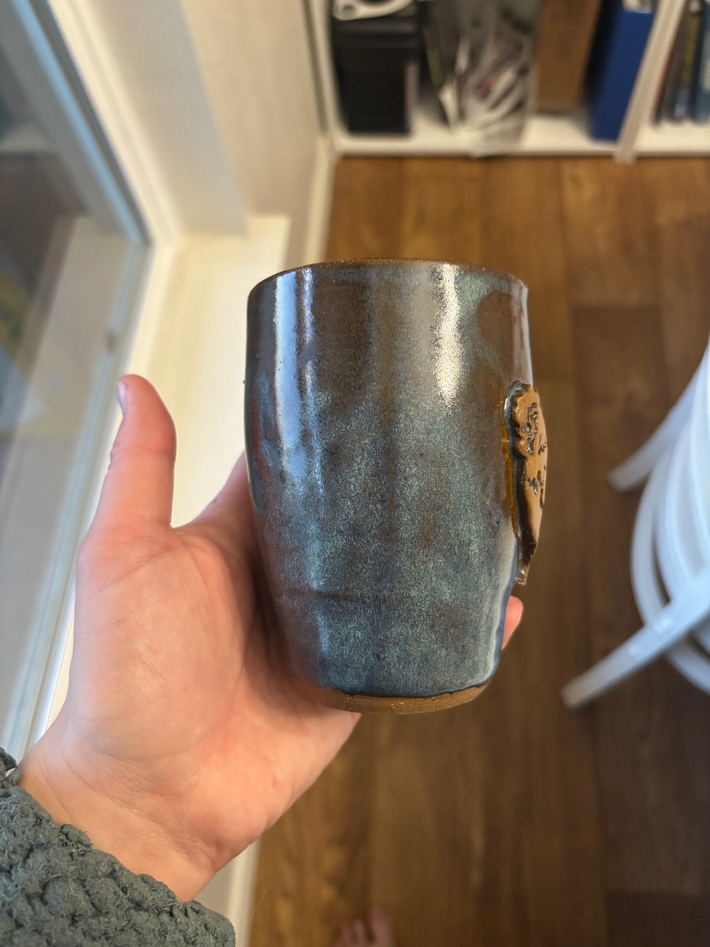 “Eleanor May” Azure & Brown Chicken Mug