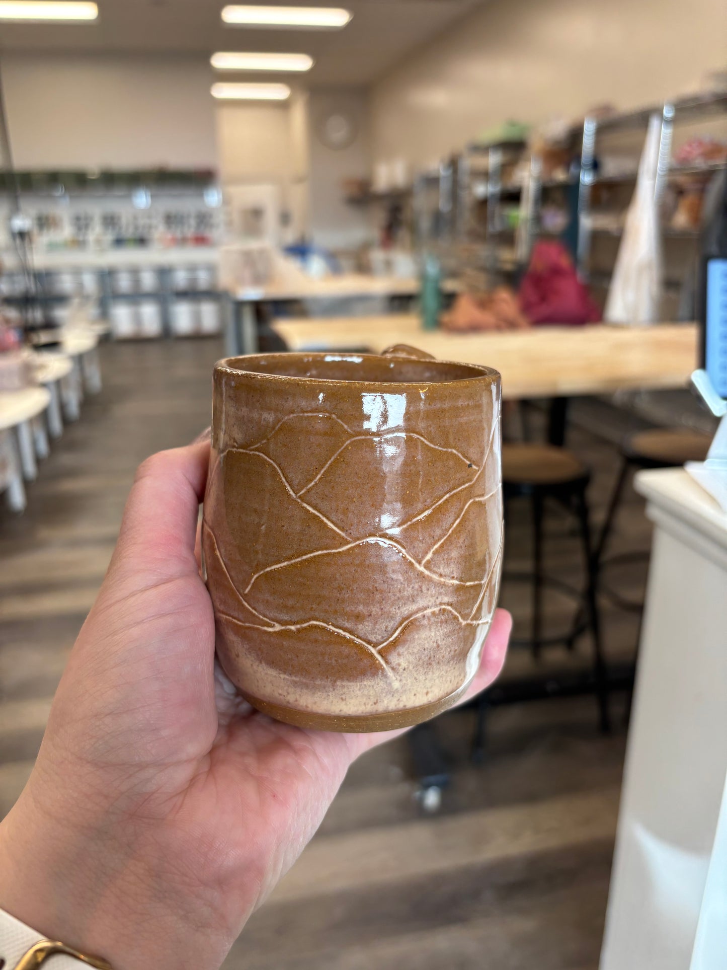 Custom Mountain Mug with Thumb Rest