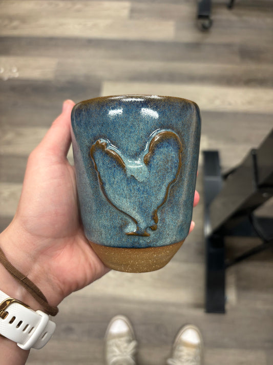 “Hazel” Blue Chicken Tumbler/ Travel Mug ~10oz