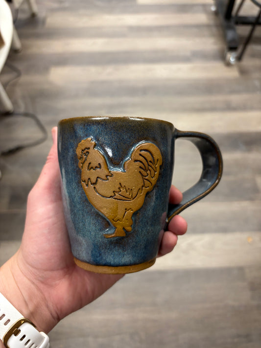 “Eleanor” Blue Chicken Mug ~10oz