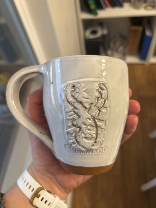 “Brock” Deer Mug with Pine Tree Texture and “Colorado” below