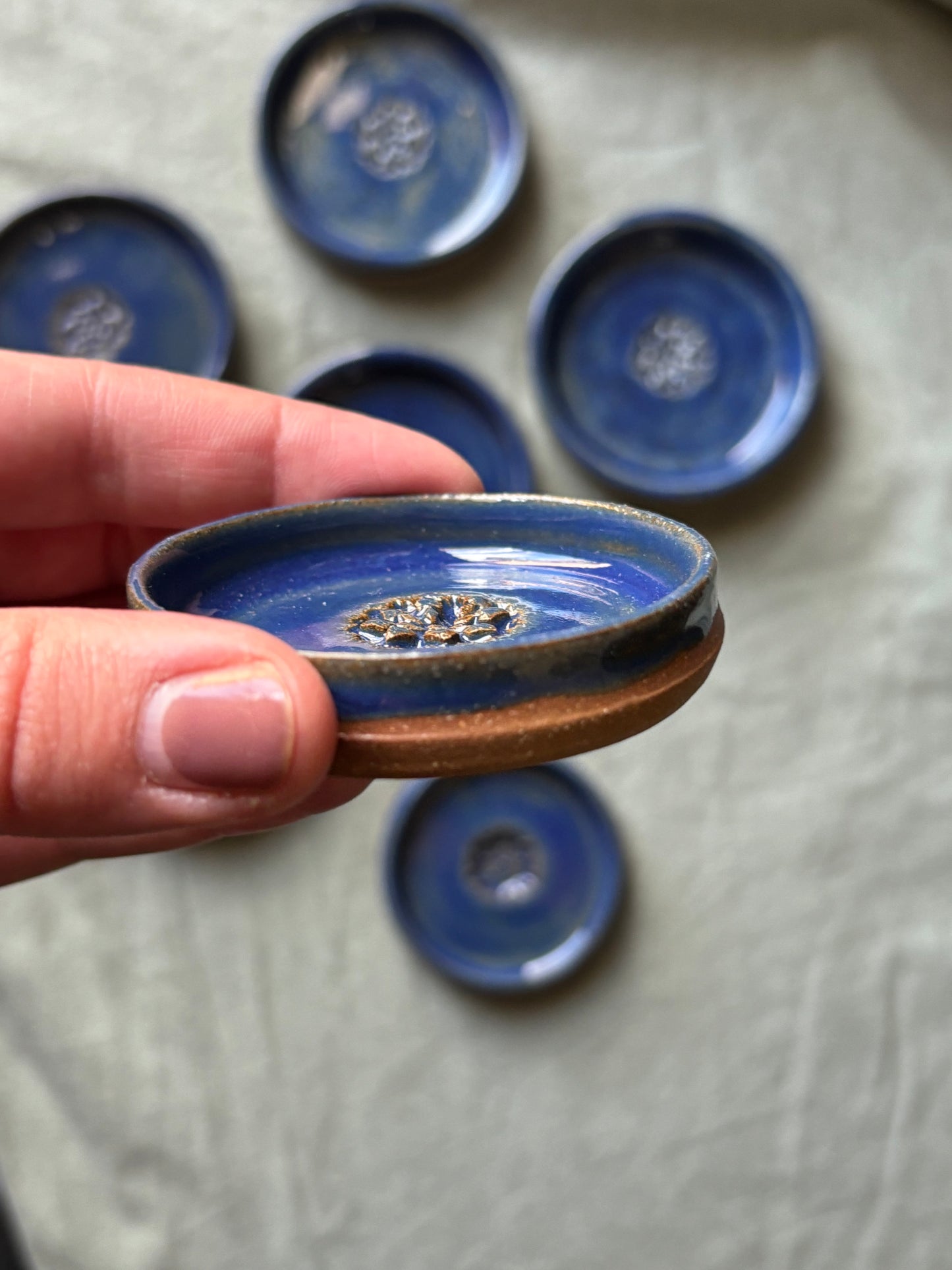 Small Ring/Thing/Tea Bag Dishes - Snowflake Blue