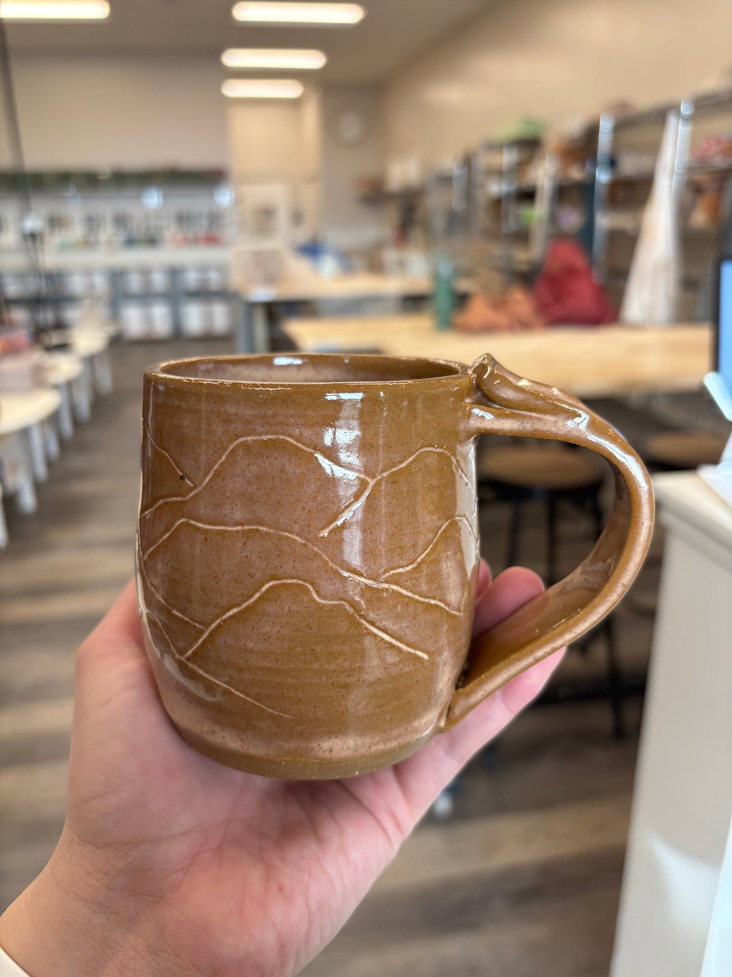 Custom Mountain Mug with Thumb Rest