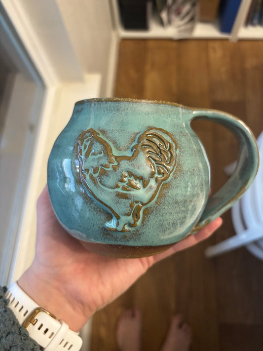 “Henrietta” Teal Chicken Mug