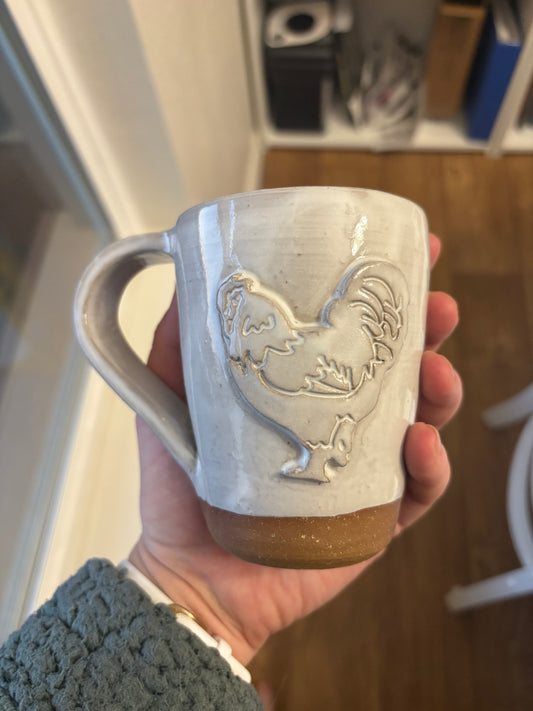 “Amelia” White chicken mug