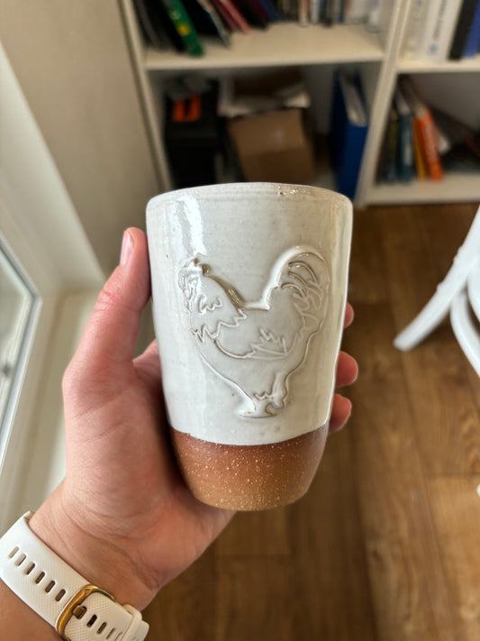 “Henry” Glossy White Chicken Tumbler/ Travel Mug