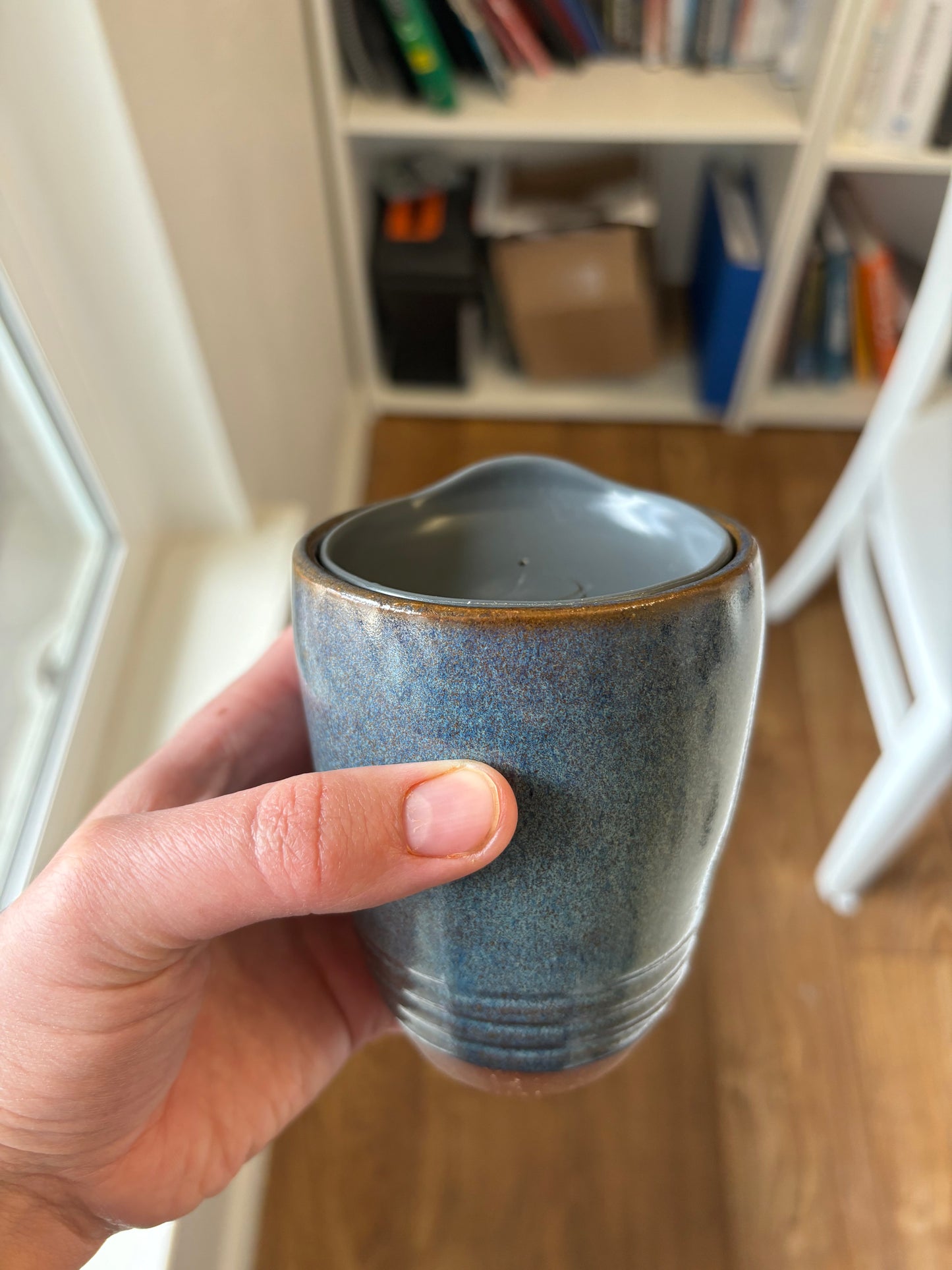 “Karl” Blue Textured Tumbler/ Travel Mug 8oz