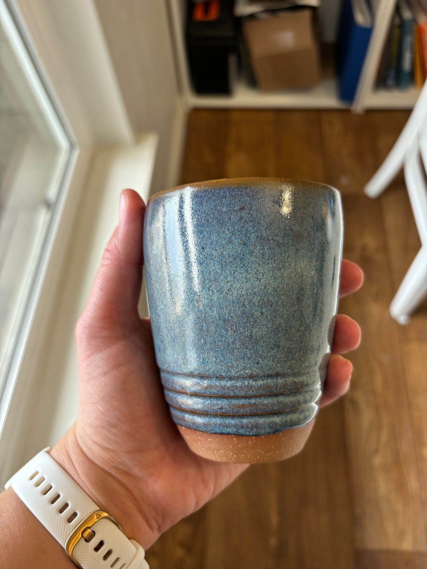 “Karl” Blue Textured Tumbler/ Travel Mug 8oz